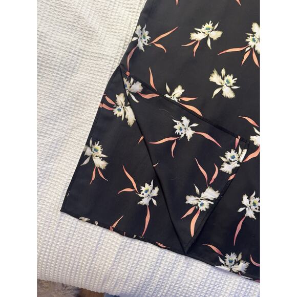 J. Crew Black Floral Tank Dress Side Slit Adjustable Straps Midi Whimsy Goth - Picture 2 of 6